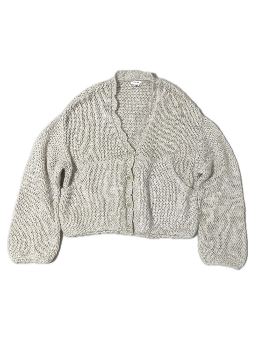 ✰ Kimchi Blue Light Olive Open-Weave V-Neck Cardigan ✰